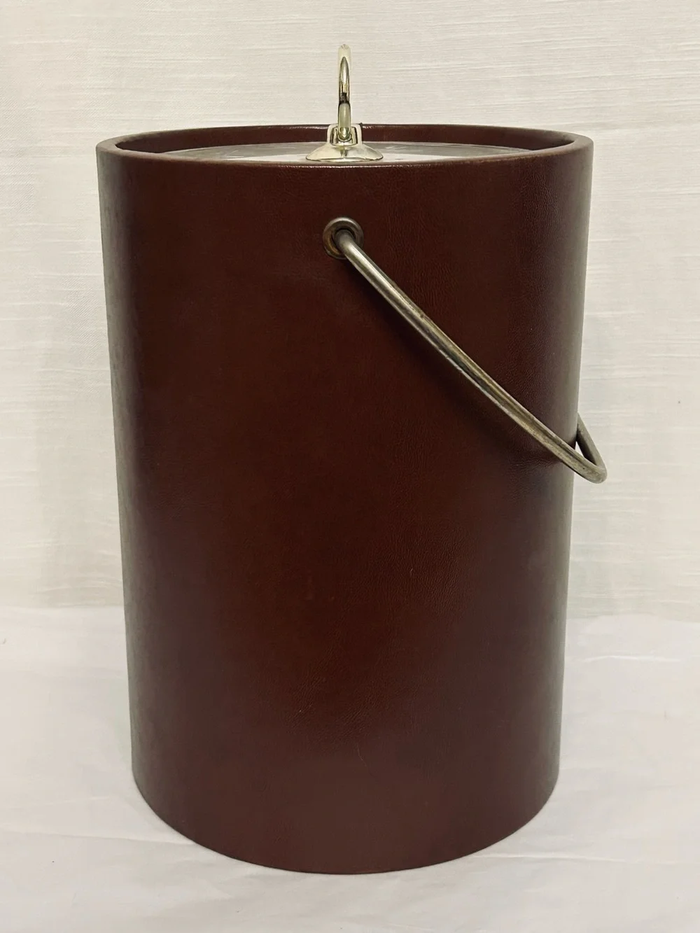Vintage Large Faux Leather Mid-Century Modern Ice‎ Bucket